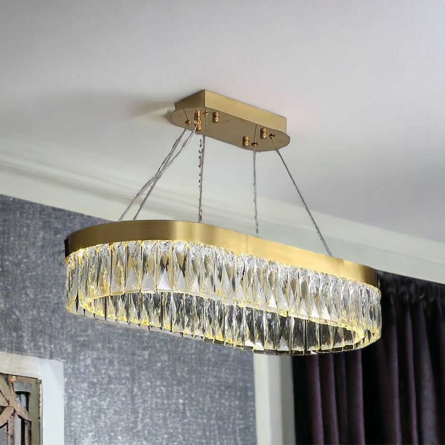 Luxware Galaxy Gold Oval Crystal chandelier 60 cm 