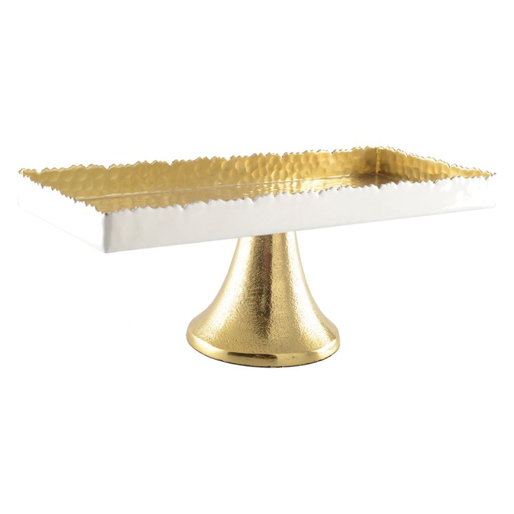 HVID OG GULD HAMMET REKTANGEL KAGERALD MED STAND - Luxware DK