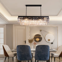 Crystal chandelier Luxware Polaris Black garland with clear crystal in 96x27 cm.