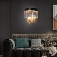 Crystal Wall Lamp Luxware Polaris Black Wreath w. Clear crystal 25x25 cm. 