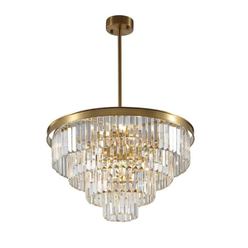 Polaris Krystal Lysekrone Gylden messing 4- lags i Ø60cm.