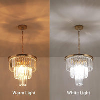 Crystal Chandelier Luxware Polaris 3-layer Gold Wreath with clear crystal in Ø30 cm. 