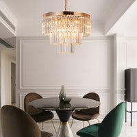 Crystal Chandelier Luxware Polaris 3-layer Gold Wreath with clear crystal in Ø30 cm. 