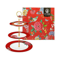 Pip Studio kagestativ 3-lag Blushing Birds Rød 17-21-26,5 cm