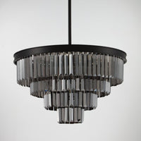 Polaris Krystal Lysekrone 4- lags Sort krans m. mørk krystal  K9 i 60 cm.