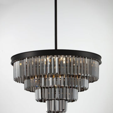 Polaris Lysekrone 4 - lags Sort krans m. mørk krystal K9 i 60 cm. - Luxware DK