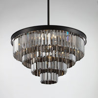 Polaris Krystal Lysekrone 4- lags Sort krans m. mørk krystal  K9 i 60 cm.