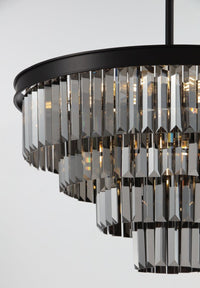 Polaris Krystal Lysekrone 4- lags Sort krans m. mørk krystal  K9 i 60 cm.