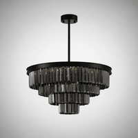 Chandelier Polaris 4- Black garland with clear crystal K9 in 60 cm.