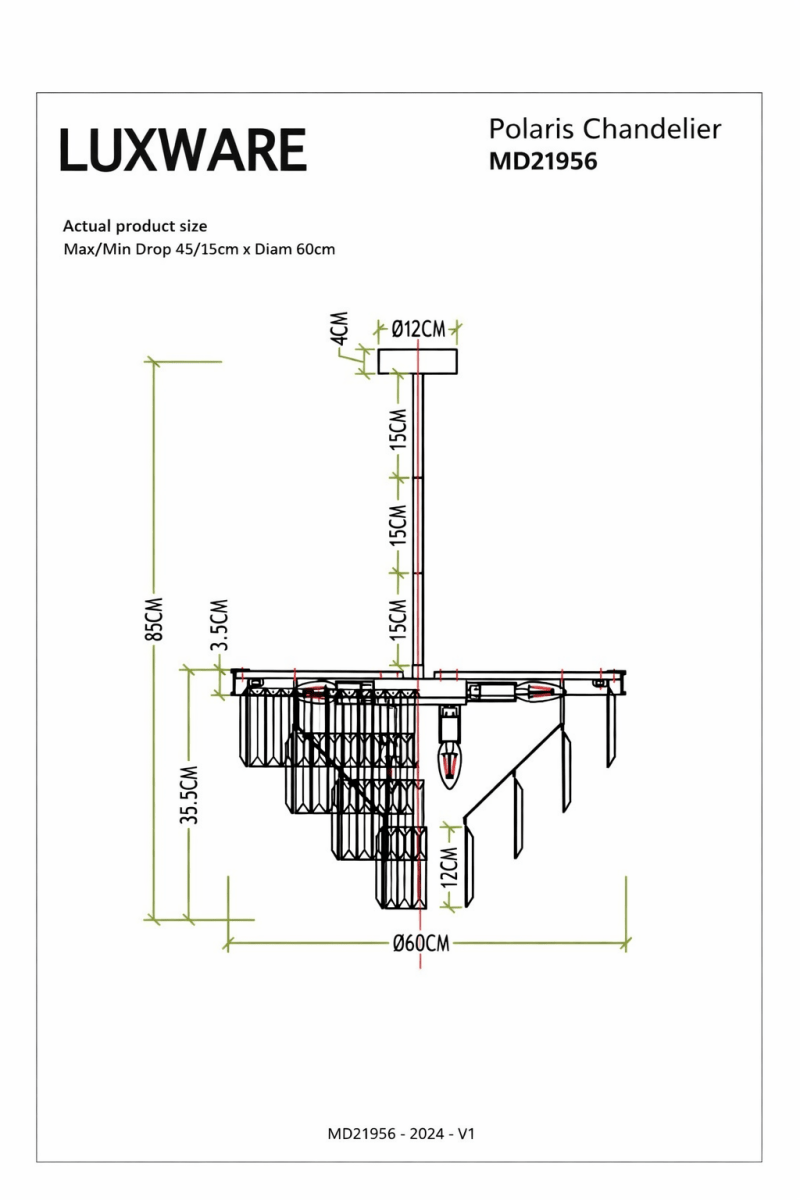 Polaris Lysekrone i krystal - Luxware DK