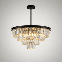 Chandelier Polaris 4- Black garland with clear crystal K9 in 60 cm.