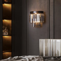 Wall lamp Luxware Polaris Black Wreath with smoked crystal 25x25 cm. 