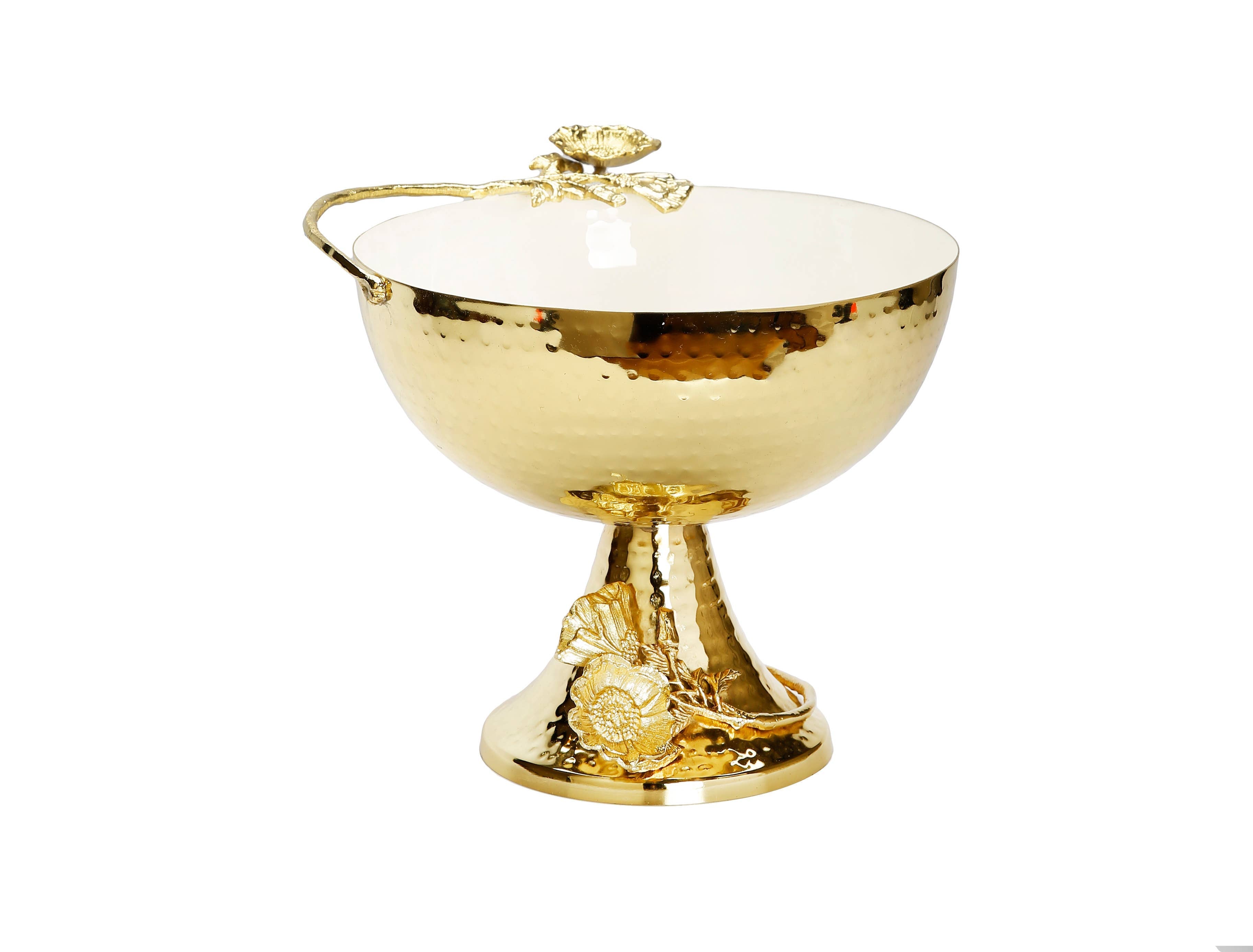 White and Gold Footed Bowl with Gold Flower Design -  luxware-uk.myshopify.com