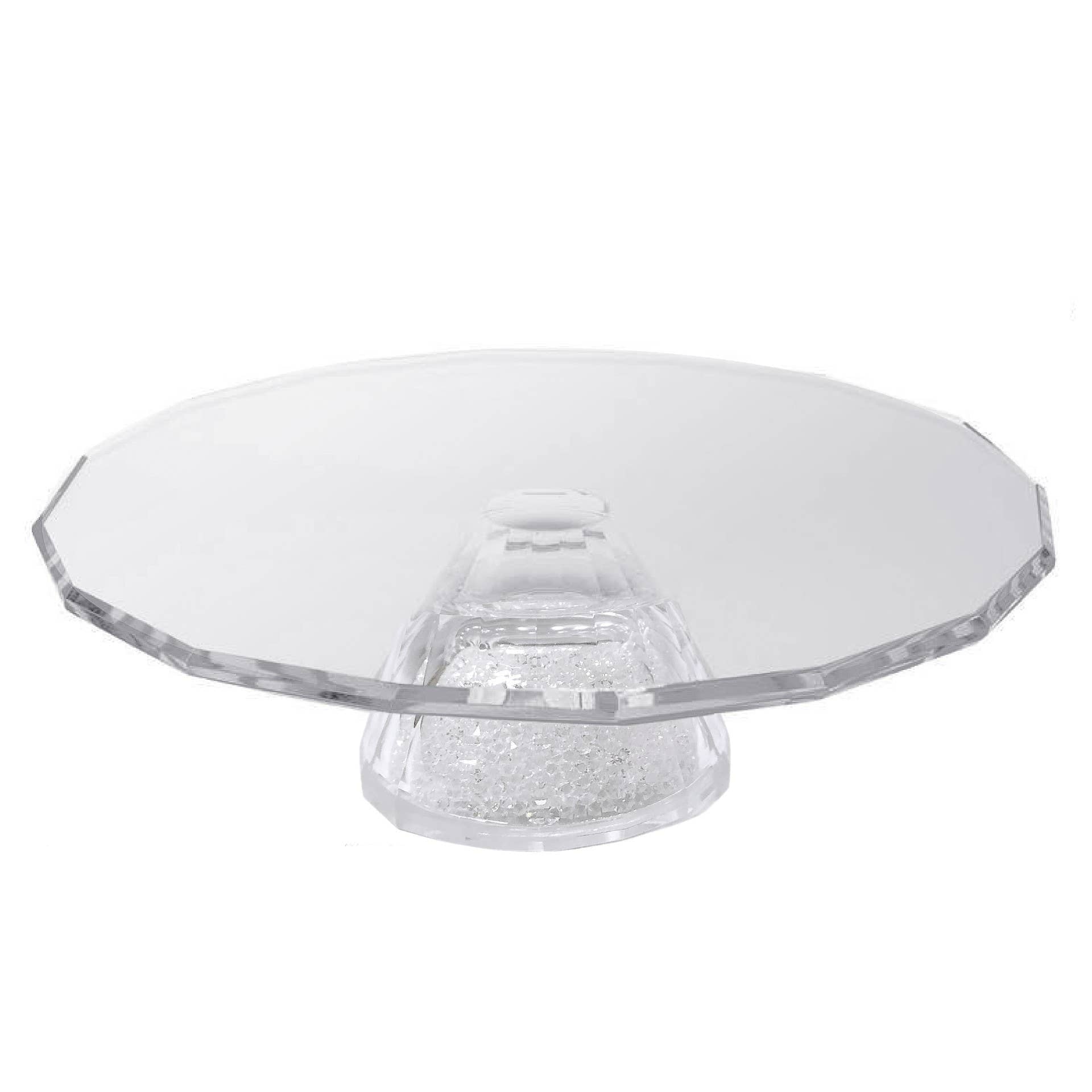 Crystal Cake Platter with Crystal Filled Round Base -  luxware-uk.myshopify.com