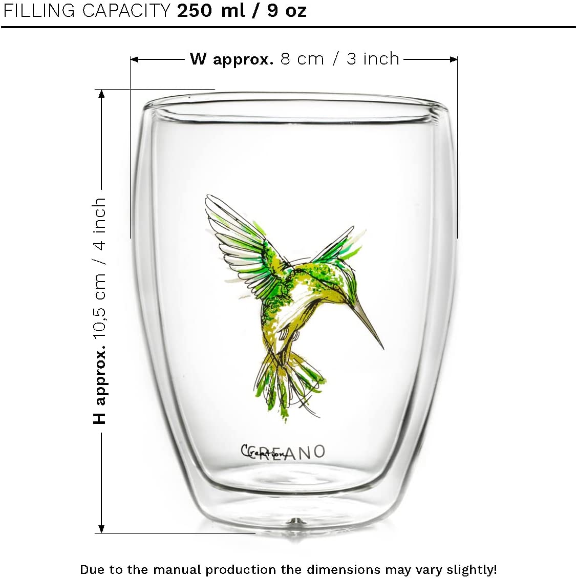 Creano double walled thermos glass 1x Green "Hummi" | 250ml -  luxware-uk.myshopify.com
