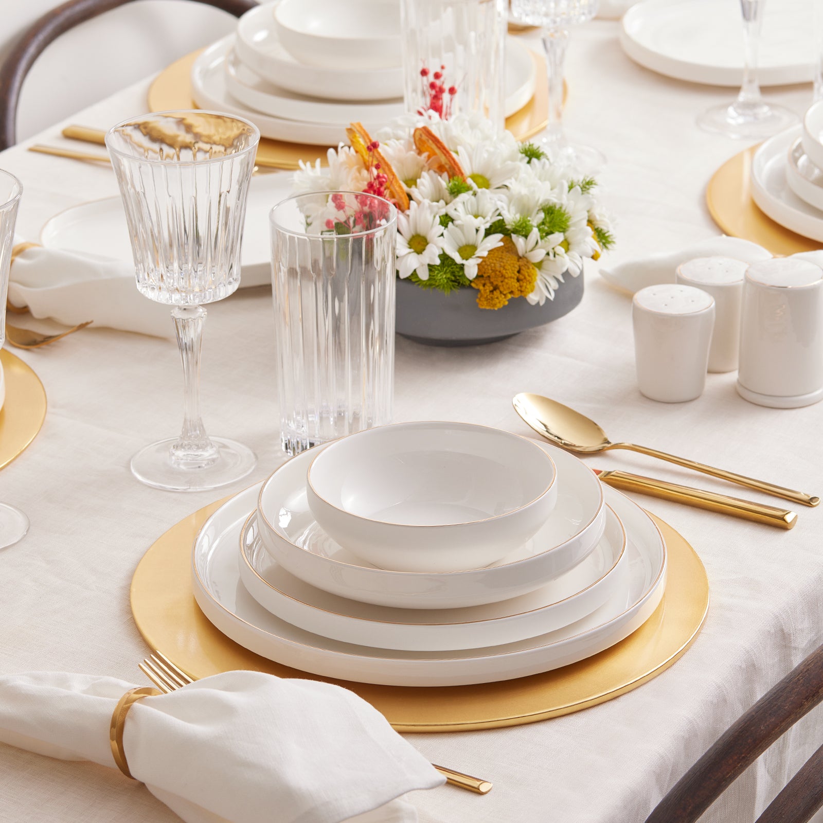 Tallerkensæt 59 dele til 12 personer Streamline Saturn Gold - luxware-dk.myshopify.com
