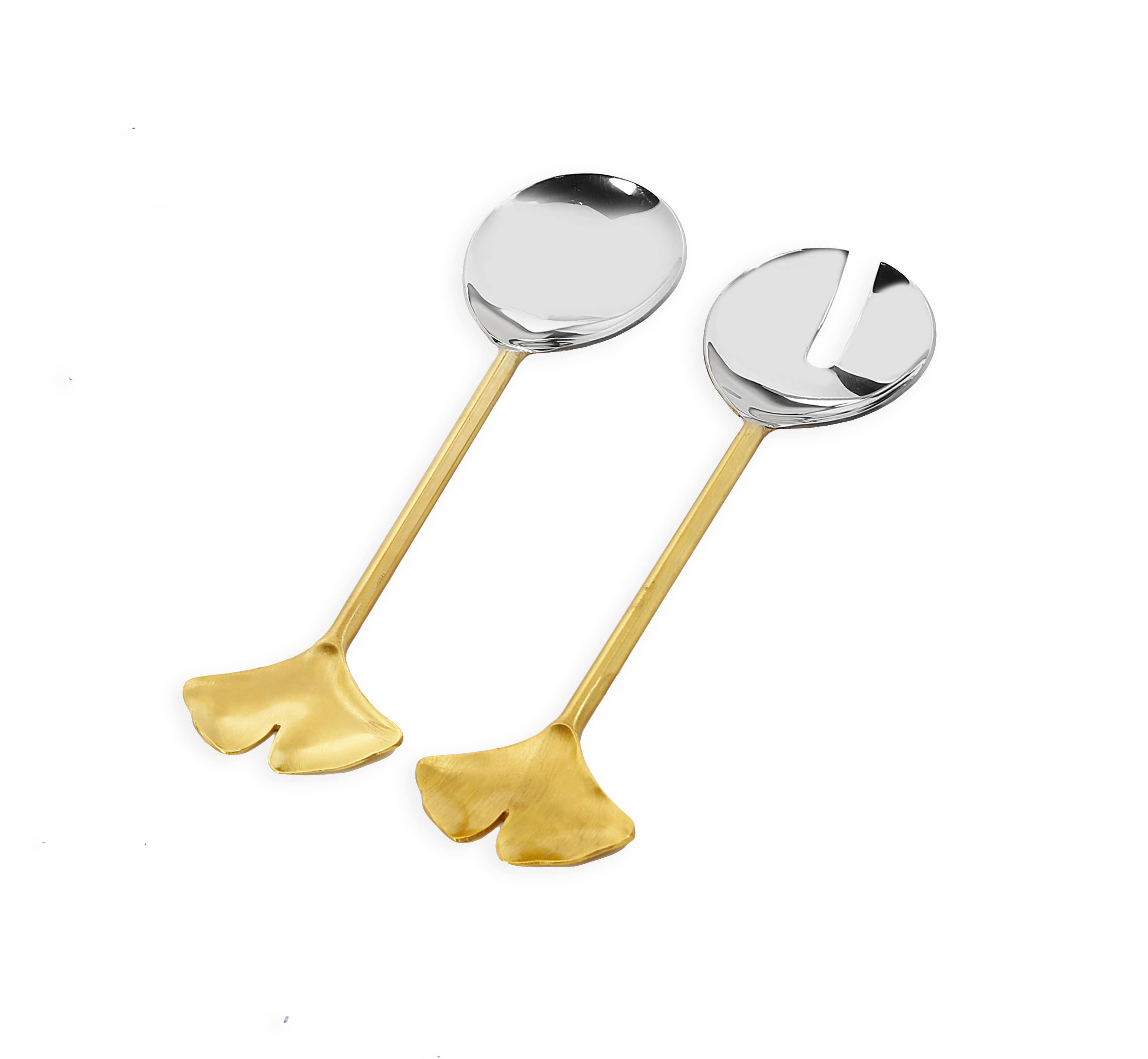 Luxury Serving Spoon with Gold Handle and Flower Tip Set of 2 -  luxware-uk.myshopify.com