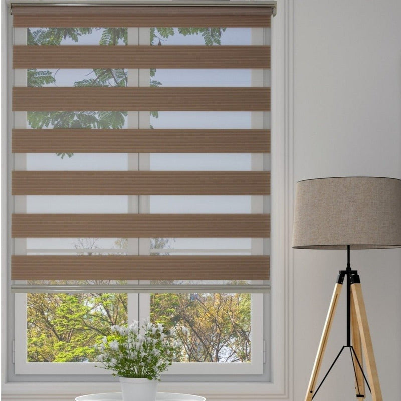 Dobbelt rullegardin m. kædetræk  i Beige bredde 110 cm. Længde: 220 cm