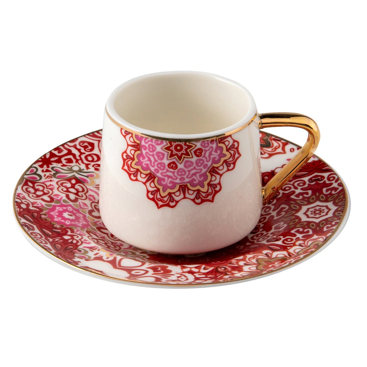 Espressokopper 90 ML. Red Lace 4 dele til 2 personer - Luxware DK