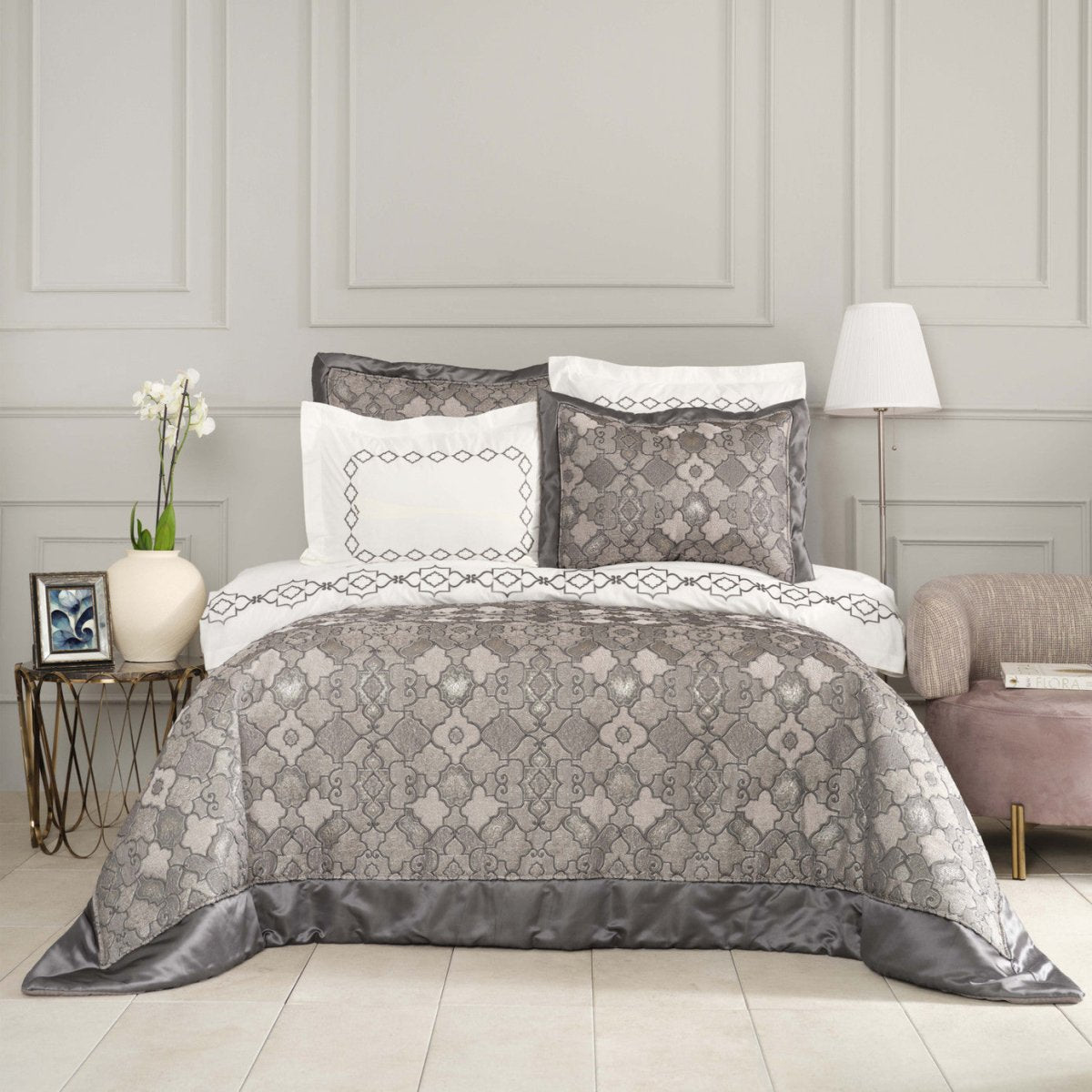 Karaca Home Vanessa Petrol 9 Dele Dobbelt sengesæt - Luxware DK