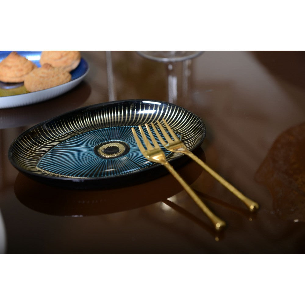 Blue and Gold Oval Eye Bowl 22 x 15.5 cm -  luxware-uk.myshopify.com