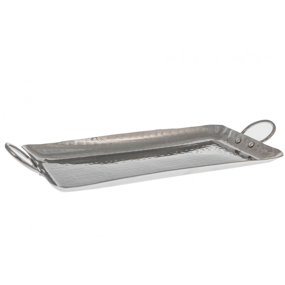RECTANGULAIRE PLATTER SMALL S.S HAMMERED WITH TWO SIDE S.S HANDLES -  luxware-uk.myshopify.com
